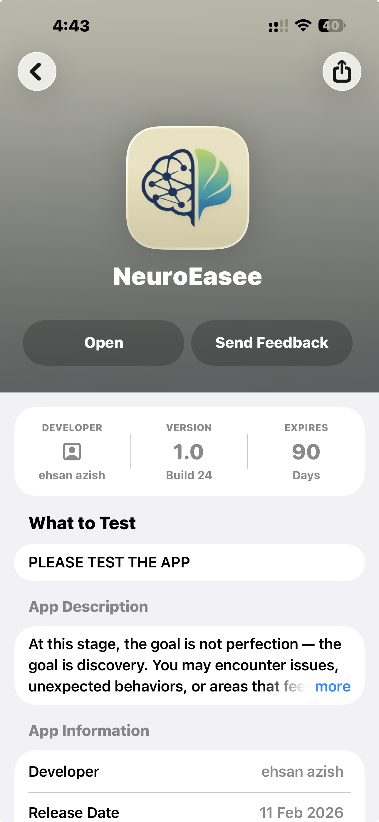 Neuroeasee on TestFlight